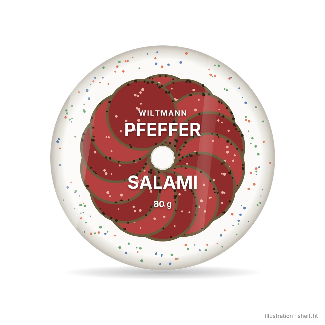 Illustration: Wiltmann Pepper Salami round plate pack, 80 g