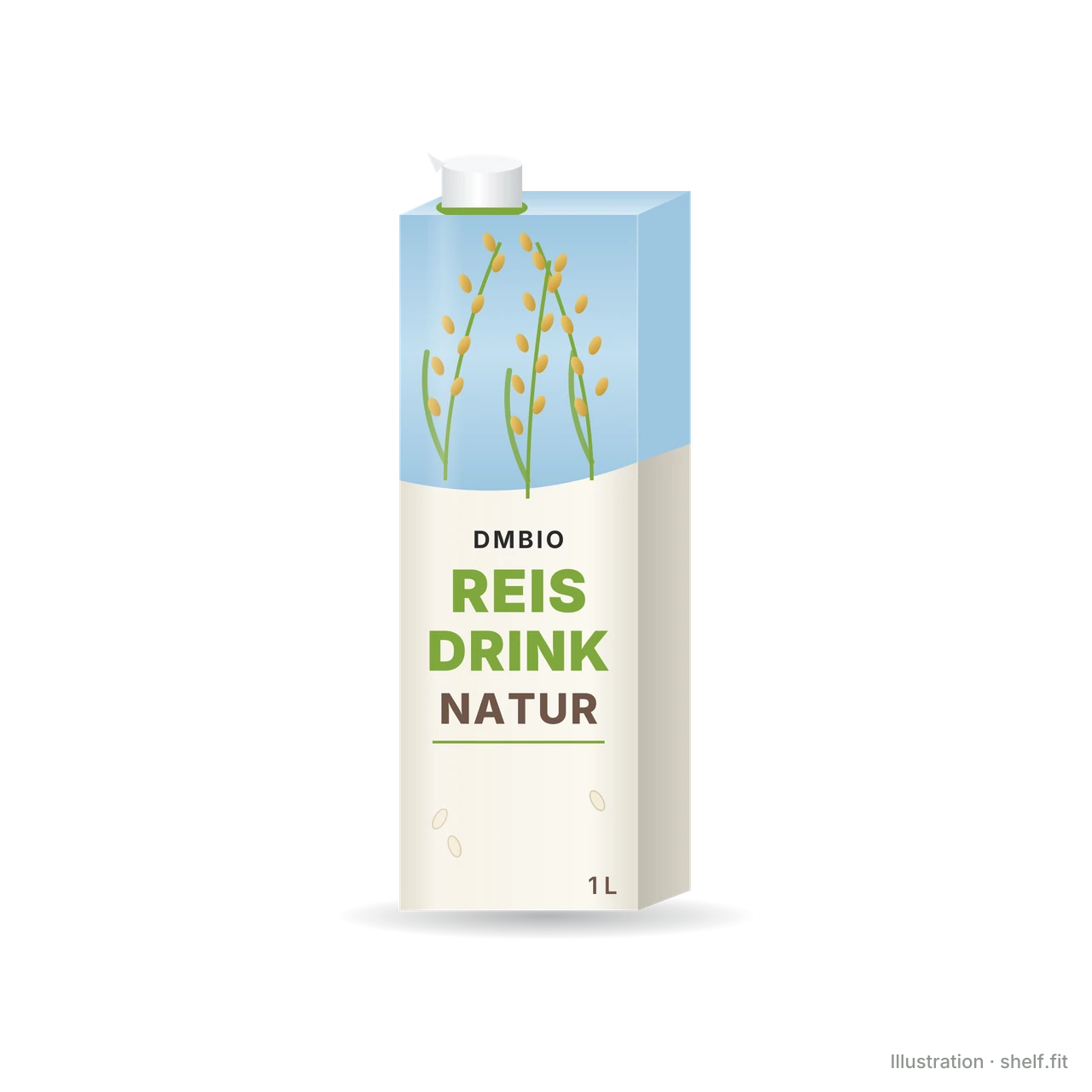 Illustration: Packung dmBio Pflanzendrink Reis Natur, 1 l
