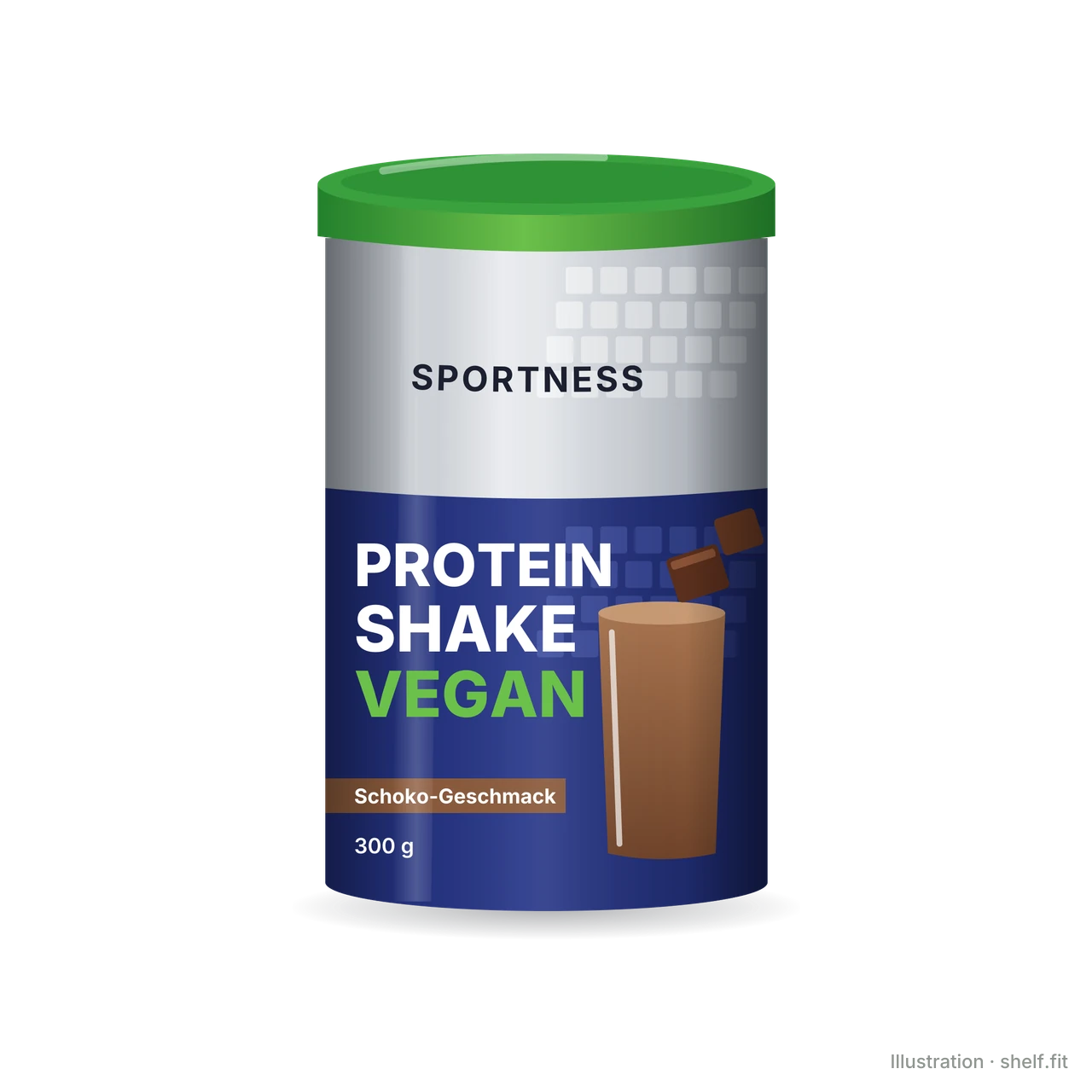 Illustration: Protein Shake Vegan Schoko Geschmack