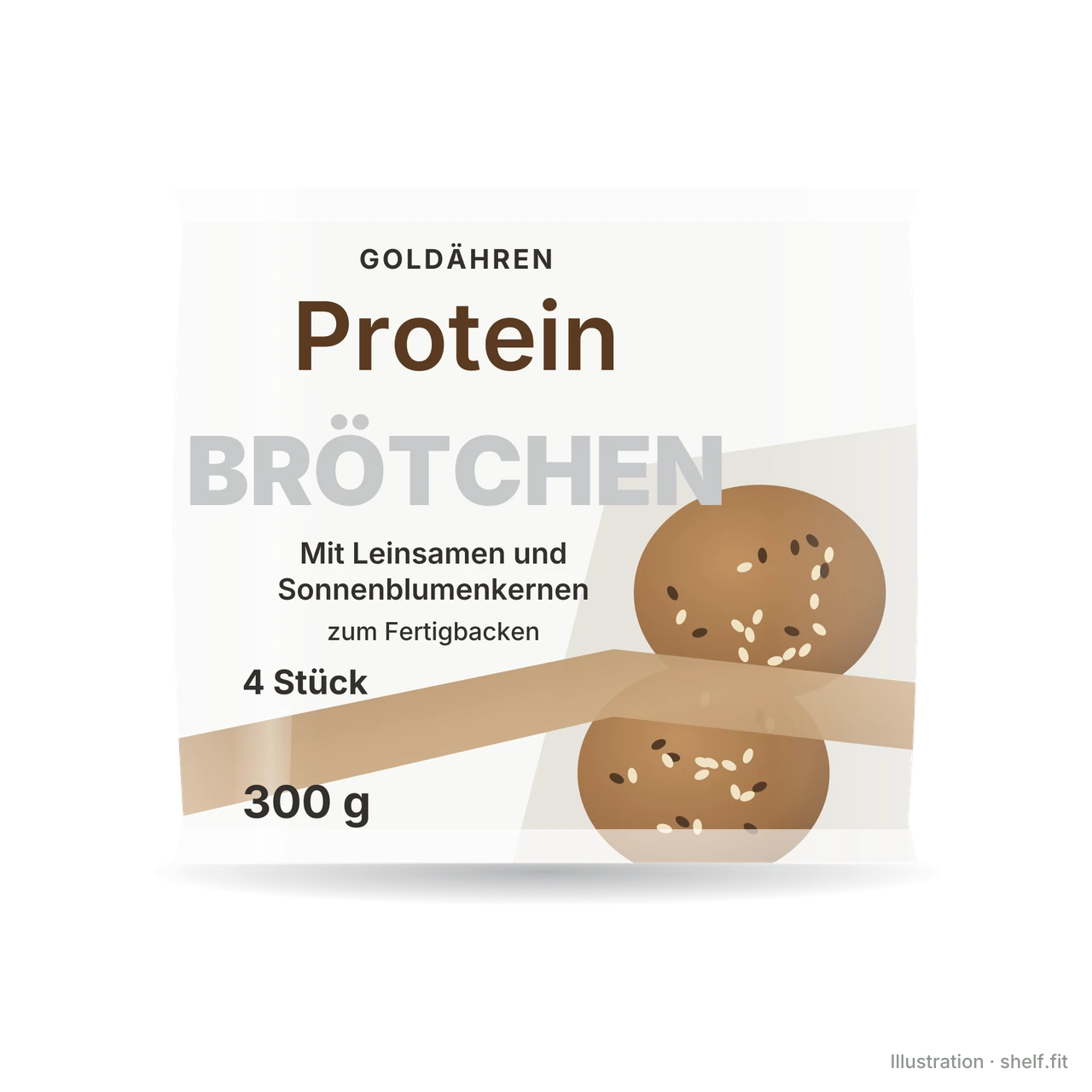 Illustration: Beutel Goldähren Proteinbrötchen zum Fertigbacken, 4 Stück, 300 g