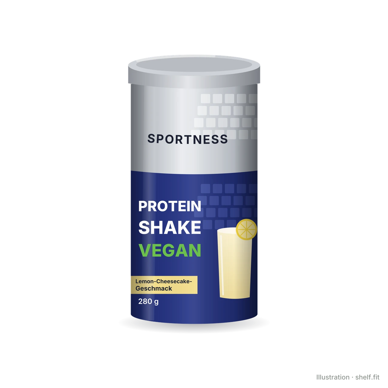 Illustration: Protein Shake Vegan Lemon-Cheesecake-Geschmack