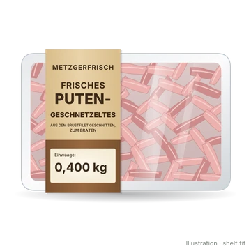 Illustration: Schale Metzgerfrisch Frisches Puten-Geschnetzeltes, 400 g