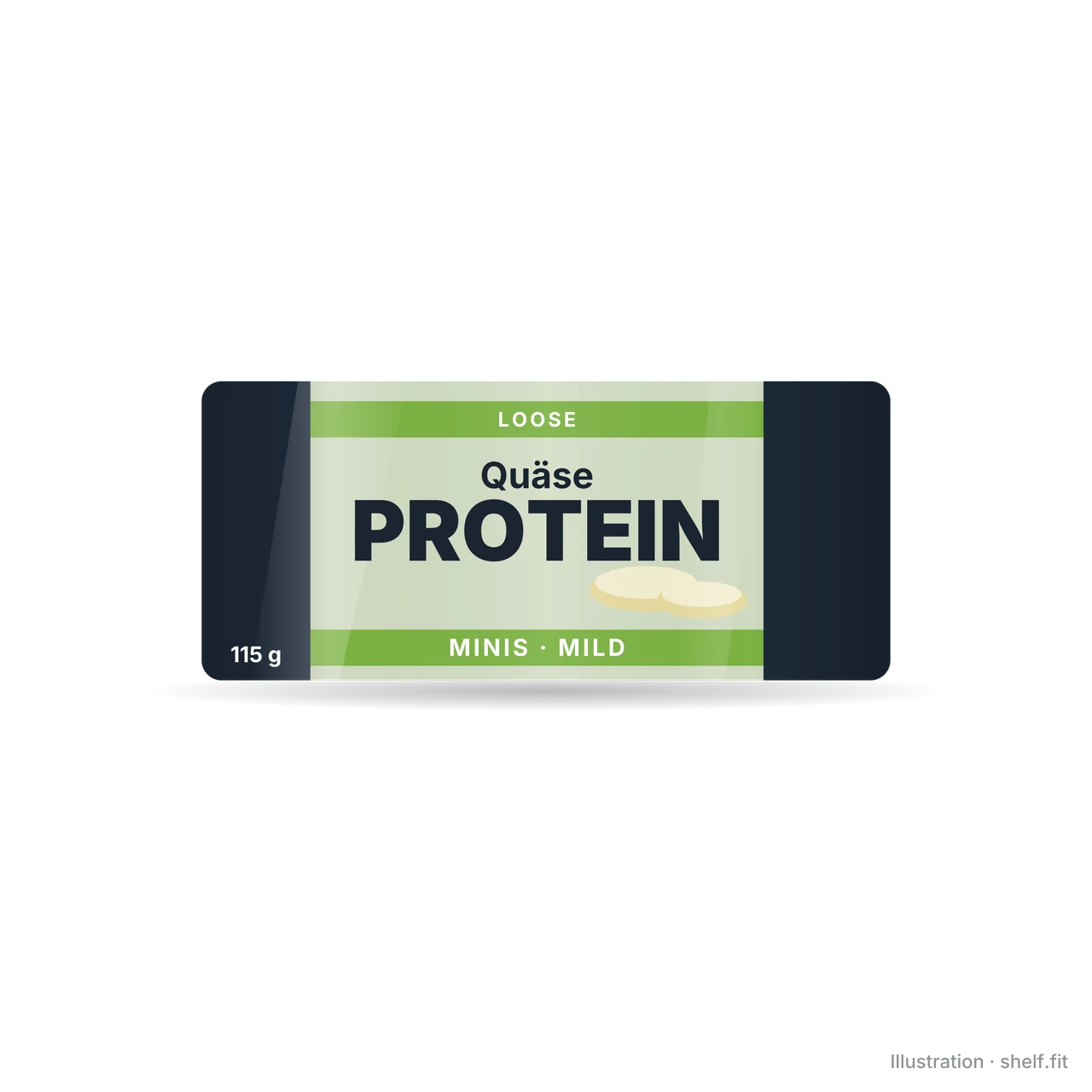 Illustration: Packung Loose Quäse Protein Minis Mild, 115 g