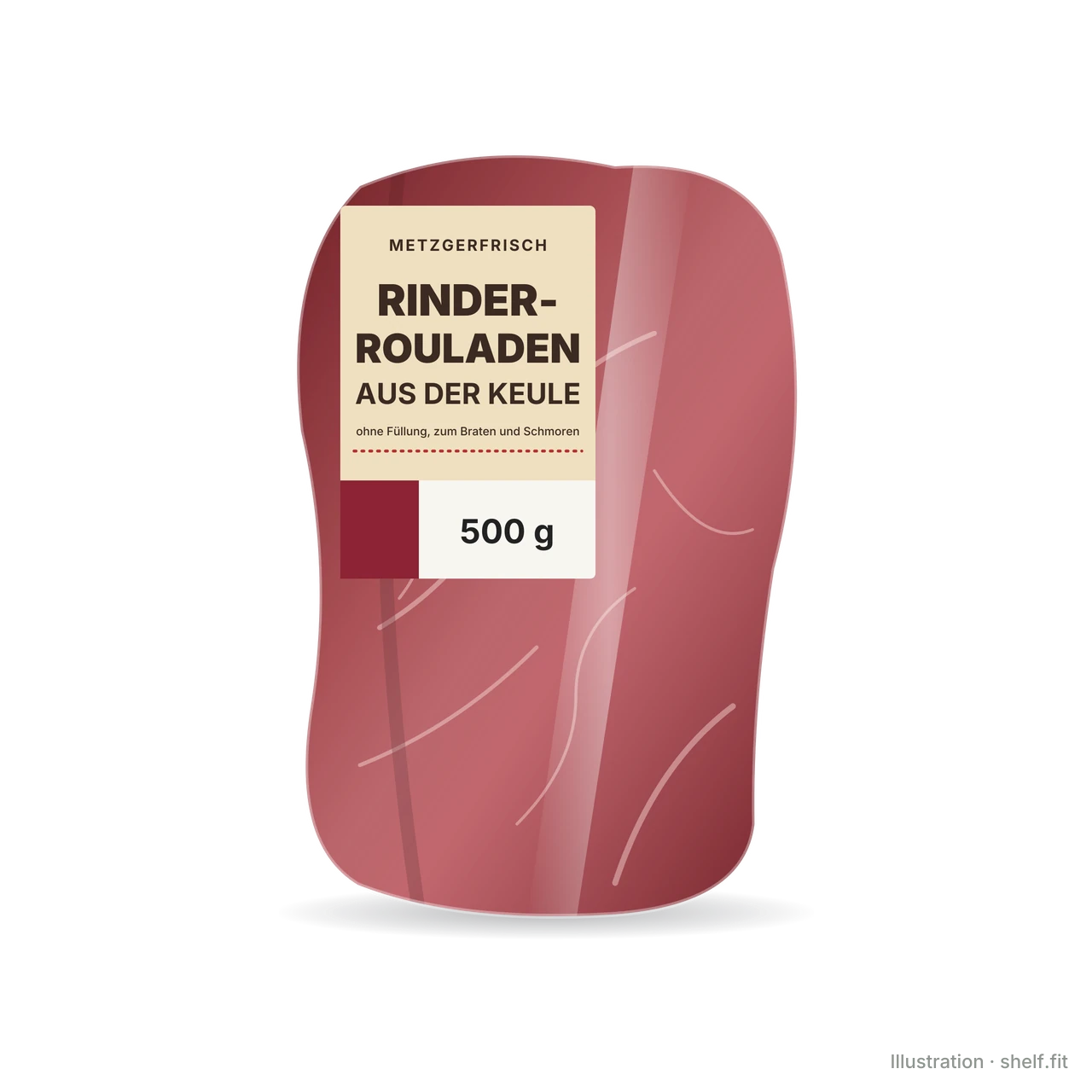 Illustration: Packung Metzgerfrisch Rinder-Rouladen aus der Keule, 500-g-Packung