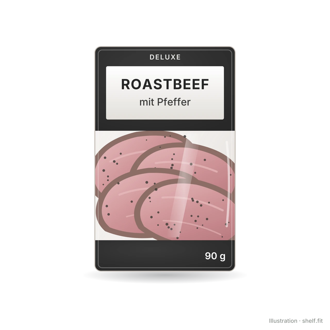 Illustration: Packung Deluxe Roastbeef mit Pfeffer, 90 g