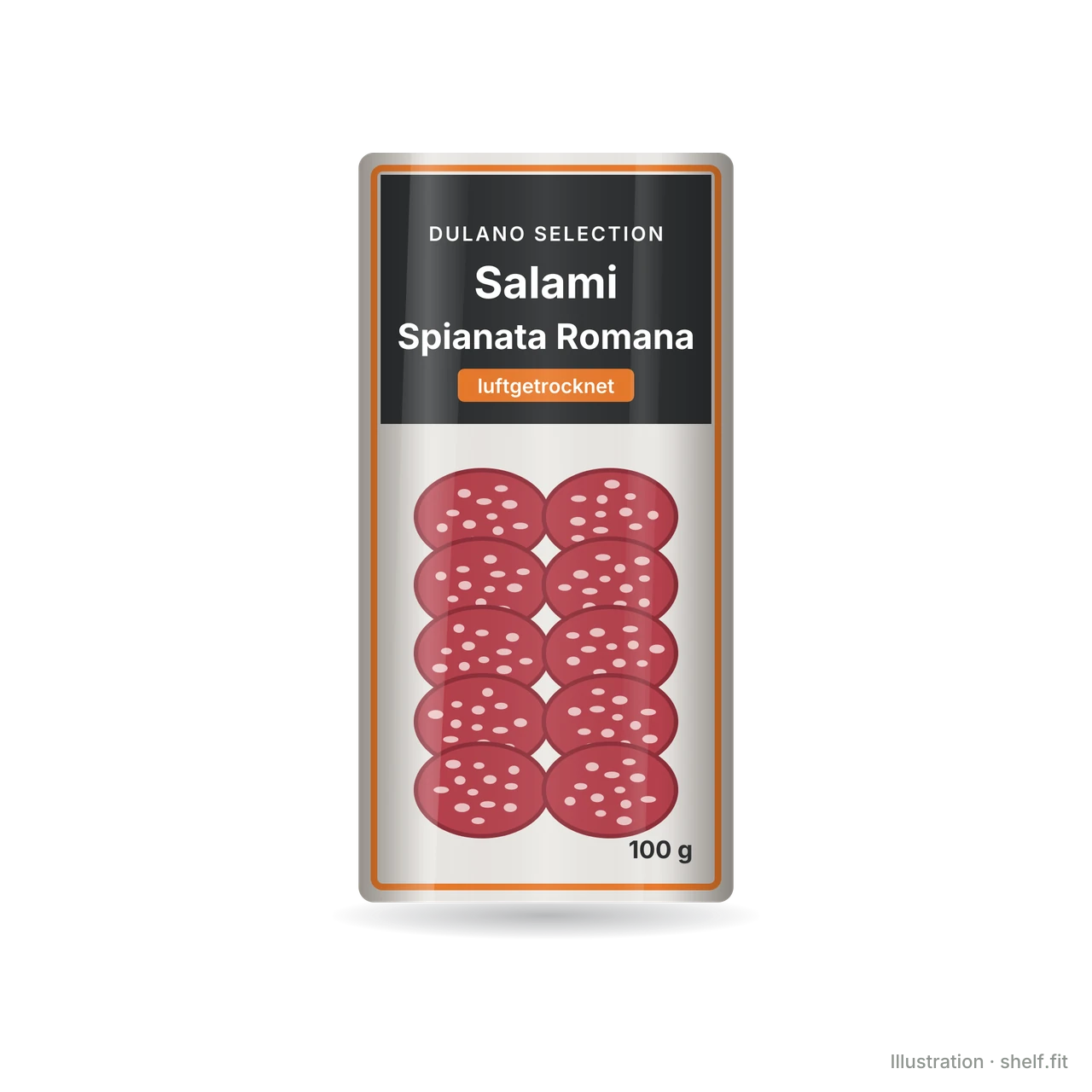 Illustration: Packung Dulano Selection Salami Spianata Romana, 100 g