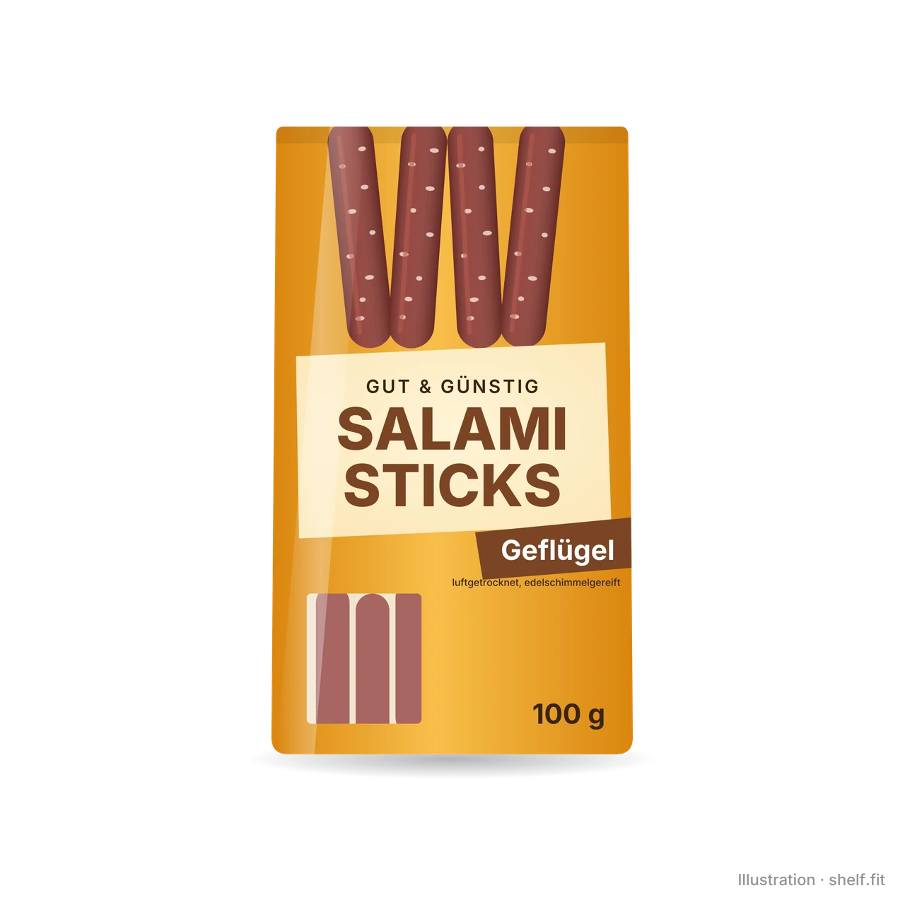 Illustration: Beutel Gut & Günstig Salami Sticks Geflügel, 100 g