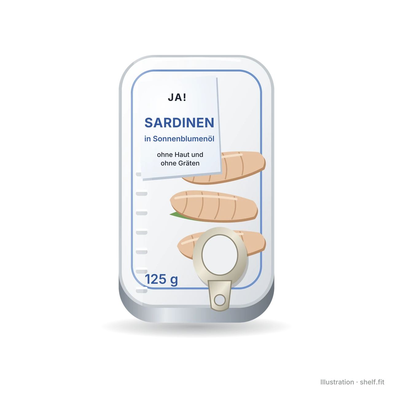 Illustration: ja! Sardinen in Sonnenblumenöl, 125-g-Dose