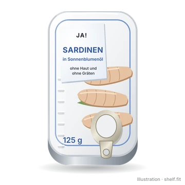 Illustration: ja! Sardinen in Sonnenblumenöl, 125-g-Dose