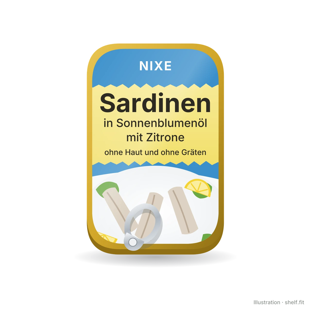 Illustration: Dose Nixe Sardinen in Sonnenblumenöl mit Zitrone, 125 g