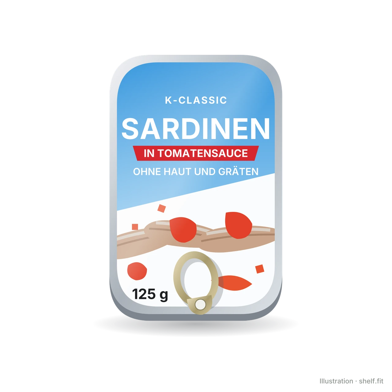 Illustration: K-Classic Sardinen in Tomatensauce, 125-g-Dose