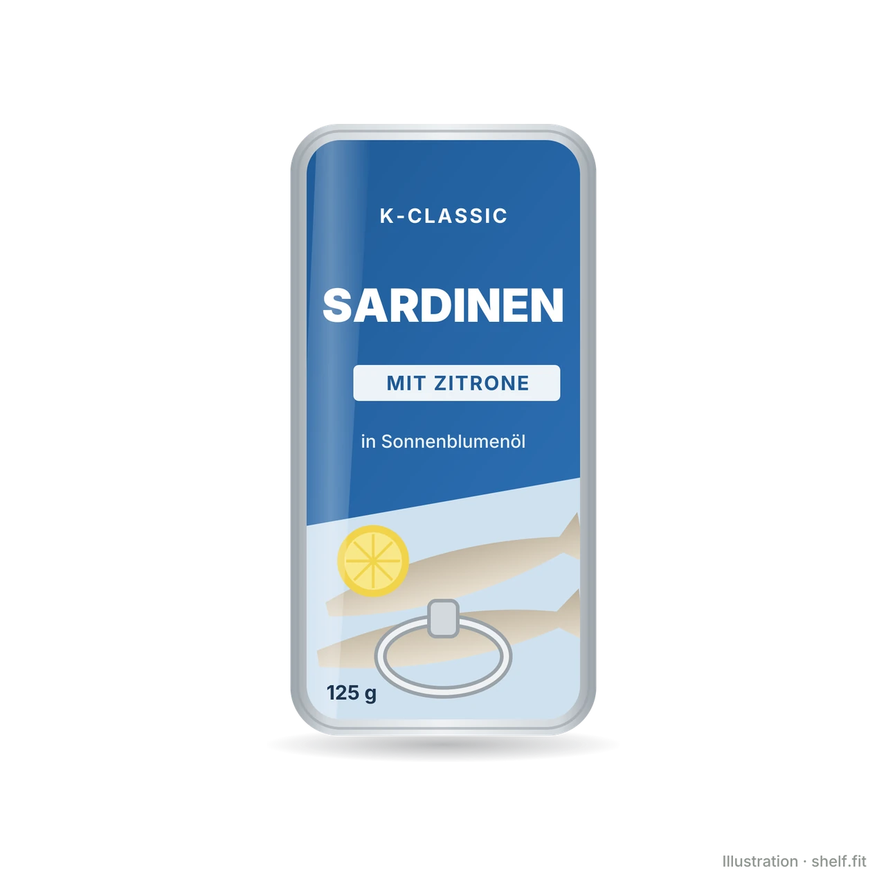 Illustration: Dose K-Classic Sardinen mit Zitrone, 125 g