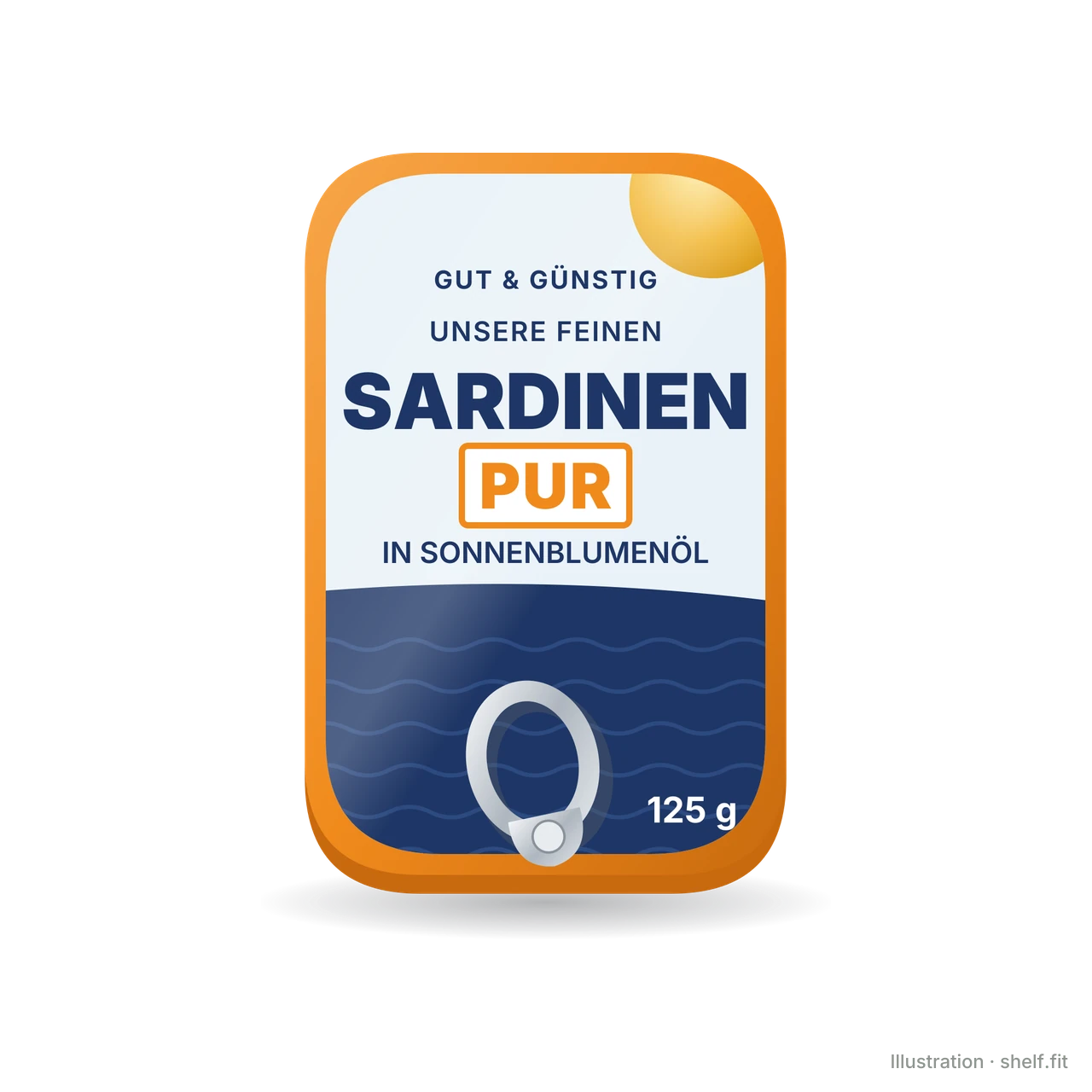 Illustration: Gut & Günstig Sardinen pur in Sonnenblumenöl, 125-g-Dose