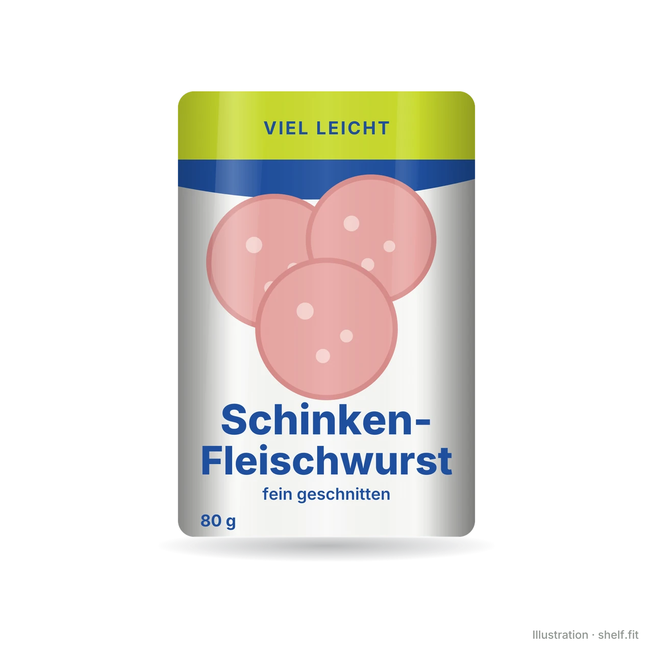 Illustration: Packung viel Leicht Schinken-Fleischwurst, fein geschnitten, 80 g