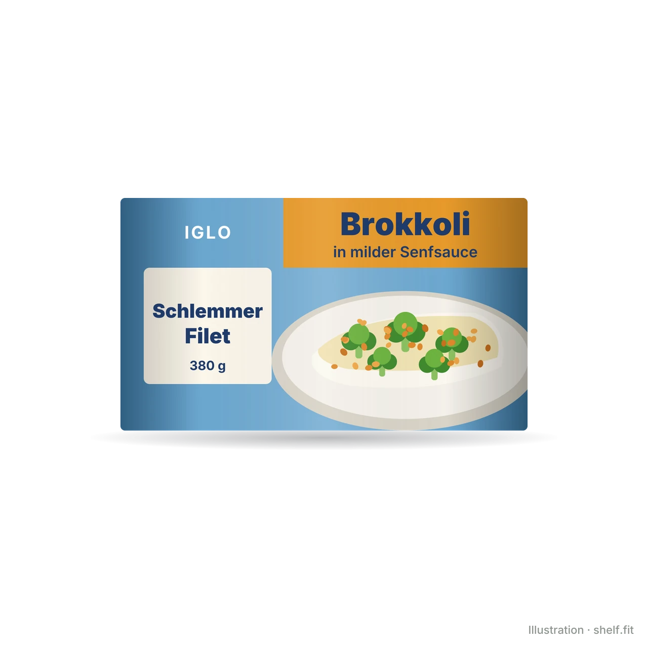 Illustration: Schachtel iglo Schlemmer-Filet Brokkoli in milder Senfsauce, 380 g