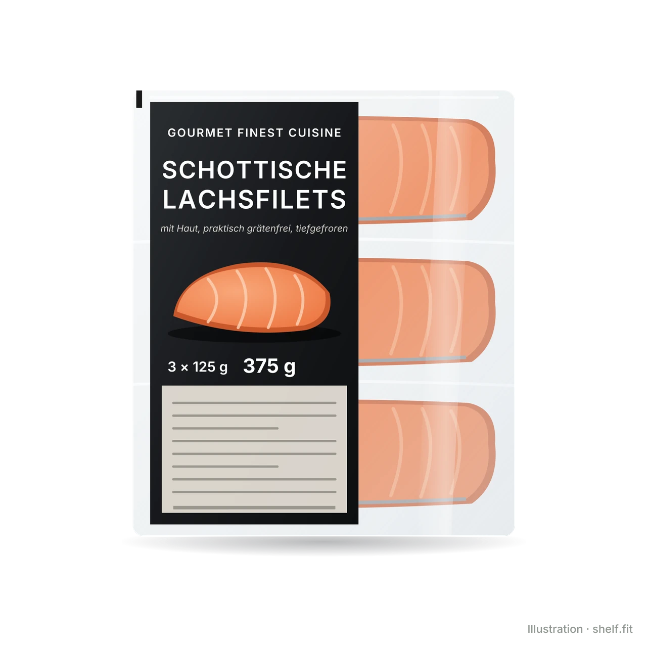 Illustration: Gourmet Finest Cuisine Schottische Lachsfilets mit Haut, 375 g (3 × 125 g)