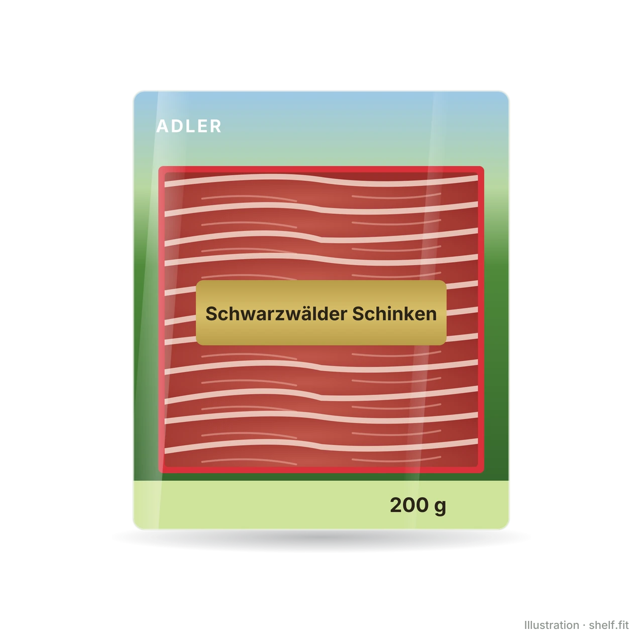 Illustration: Packung Adler Schwarzwälder Schinken, 200 g