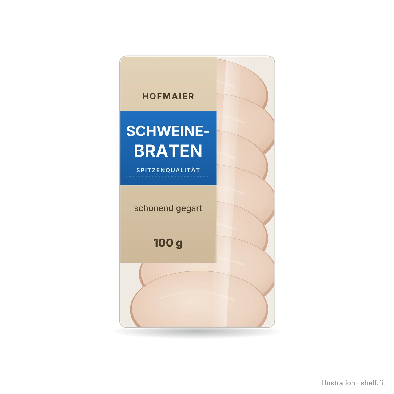 Illustration: Packung Hofmaier Schweinebraten, 100 g