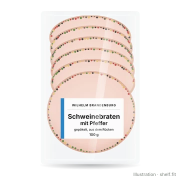 Illustration: Packung Wilhelm Brandenburg Schweinebraten mit Pfeffer, 100-g-Packung