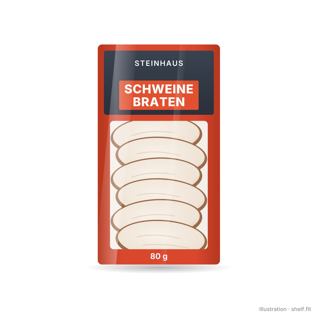 Illustration: Packung Steinhaus Schweinebraten in Scheiben, 80 g