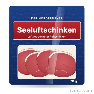 Illustration: Packung Der Norderneyer Seeluftschinken, 70 g
