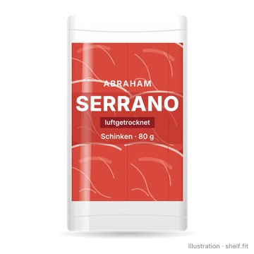 Illustration: Packung Abraham Serrano Schinken luftgetrocknet, 80 g