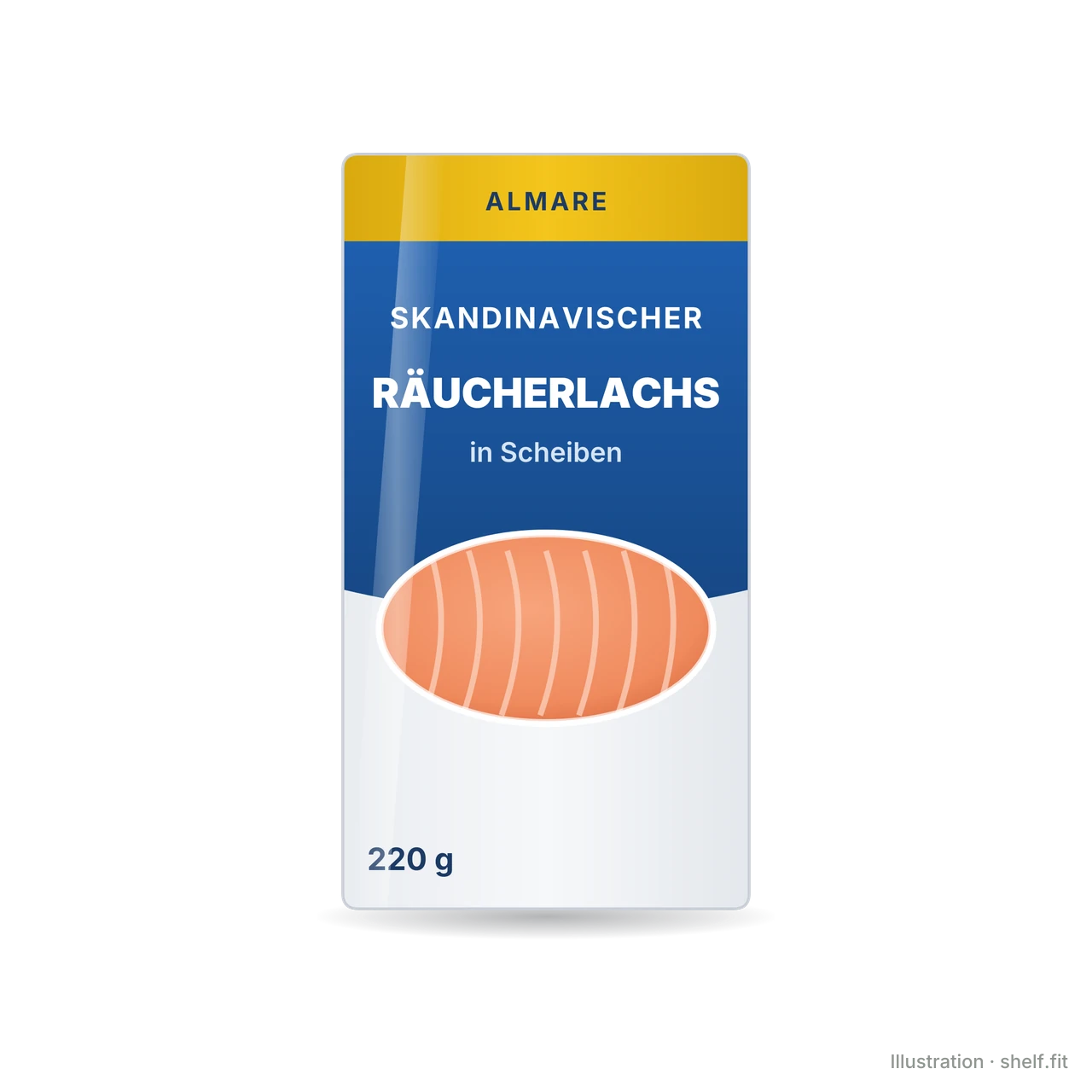Illustration: Almare Scandinavian Smoked Salmon pack, 220 g