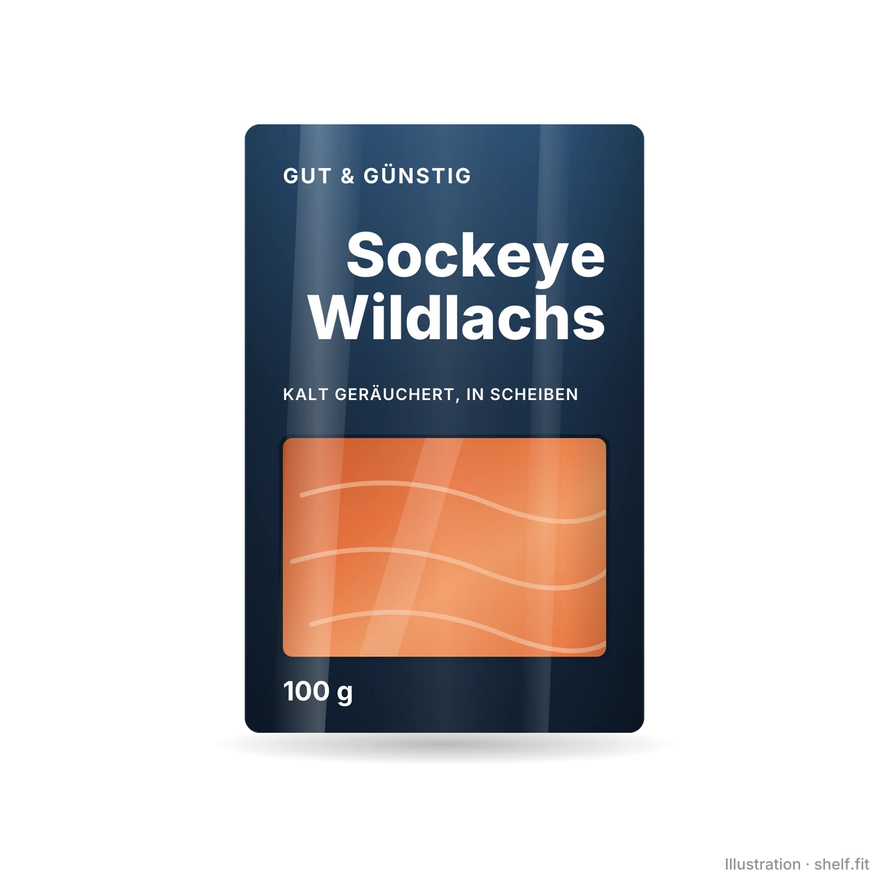 Illustration: Packung Gut & Günstig Sockeye Wildlachs, kalt geräuchert, 100 g