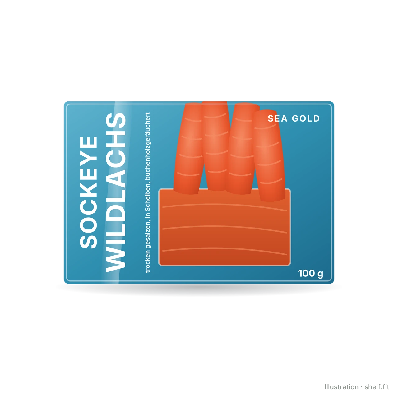 Illustration: Packung Sea Gold Sockeye Wildlachs, 100 g