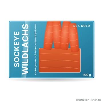 Illustration: Packung Sea Gold Sockeye Wildlachs, 100 g