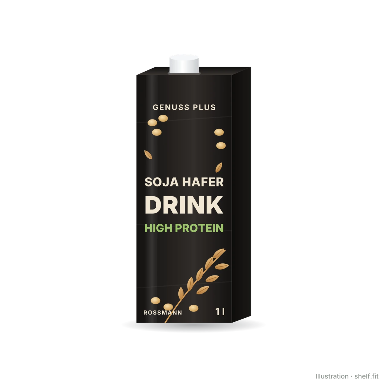 Illustration: Packung Genuss Plus Soja Hafer Drink High Protein, 1-l-Packung