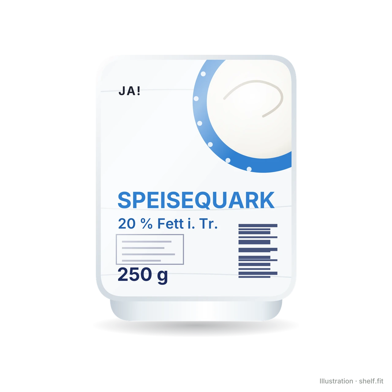 Illustration: Becher ja! Speisequark 20 % Fett, 250-g-Becher