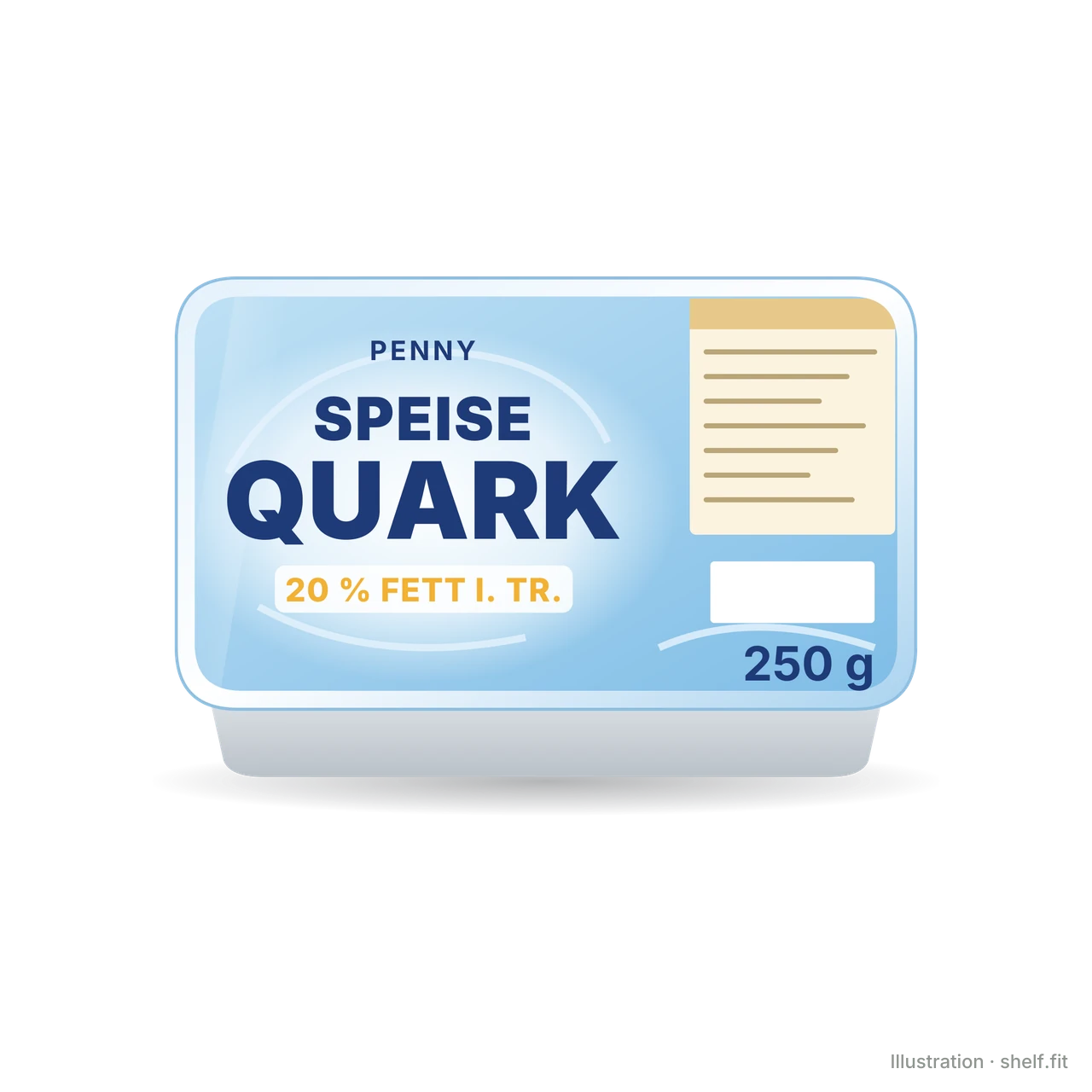Illustration: Becher Penny Speisequark 20 % Fett i. Tr., 250 g