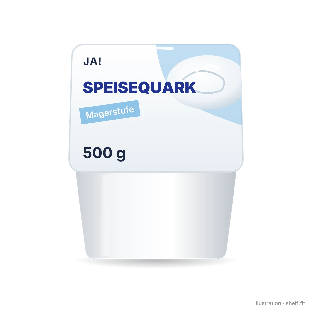 Illustration: Becher ja! Speisequark Magerstufe, 500 g, als Liquid-Glass-Transformation