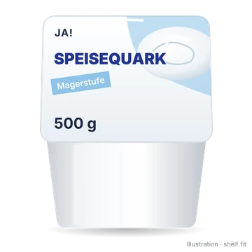 Illustration: Becher ja! Speisequark Magerstufe, 500 g, als Liquid-Glass-Transformation