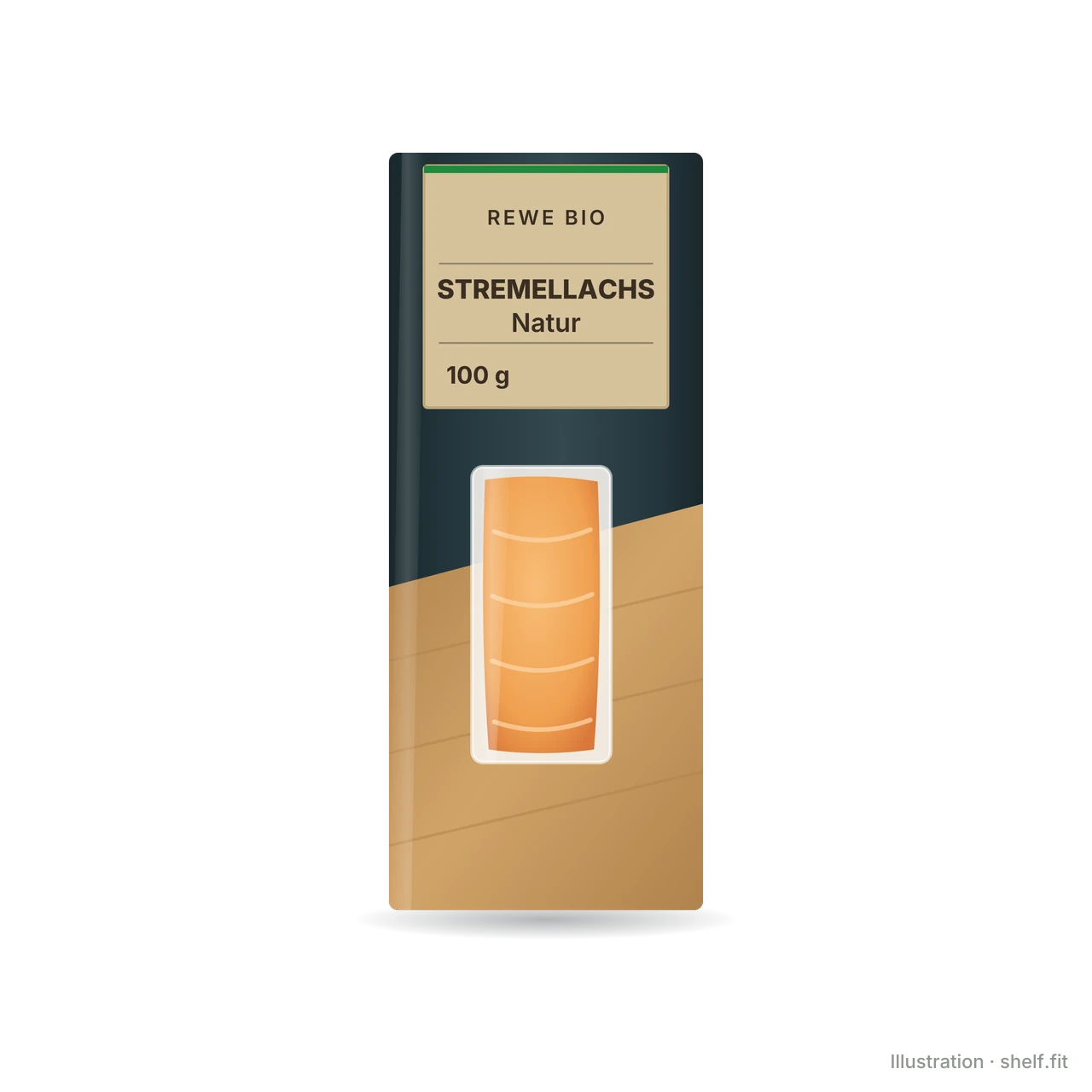 Illustration: Packung REWE Bio Stremellachs Natur, 100 g