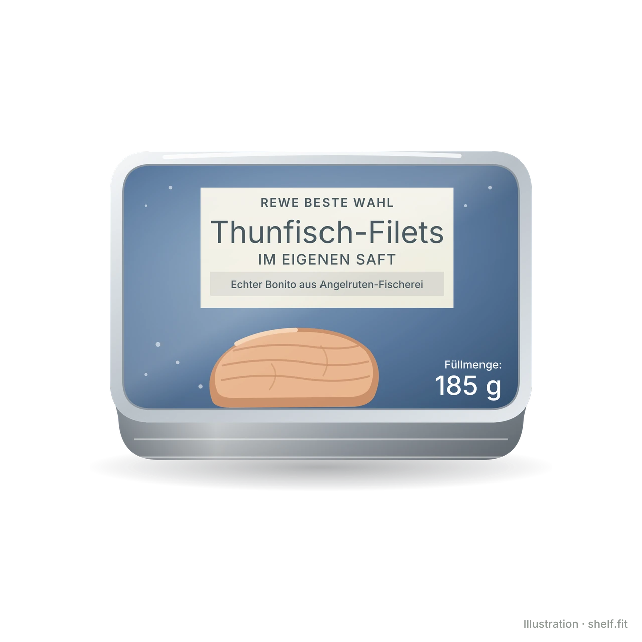 Illustration: Dose REWE Beste Wahl Thunfisch-Filets im eigenen Saft, 185 g