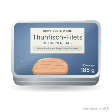 Illustration: Dose REWE Beste Wahl Thunfisch-Filets im eigenen Saft, 185 g