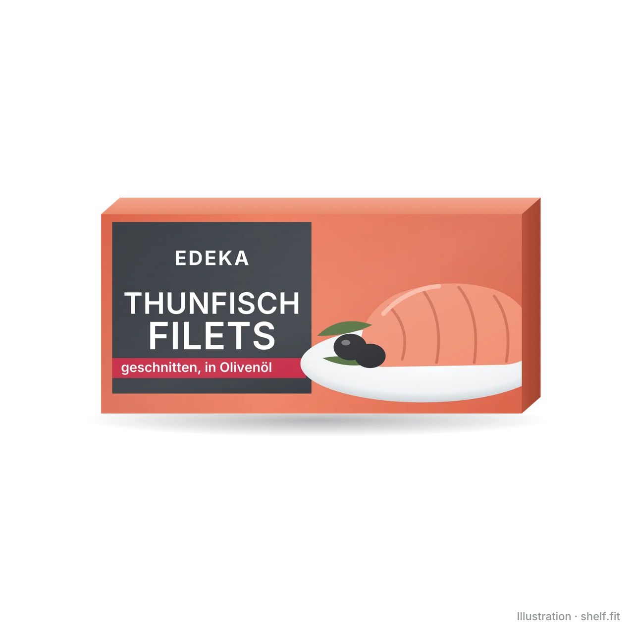 Illustration: EDEKA Thunfischfilets geschnitten in Olivenöl, 80-g-Dose