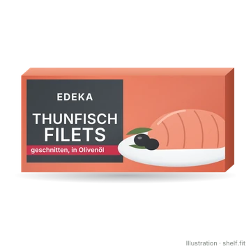 Illustration: EDEKA Thunfischfilets geschnitten in Olivenöl, 80-g-Dose