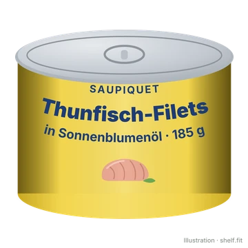 Illustration: Dose Saupiquet Thunfisch-Filets in Sonnenblumenöl, 185 g