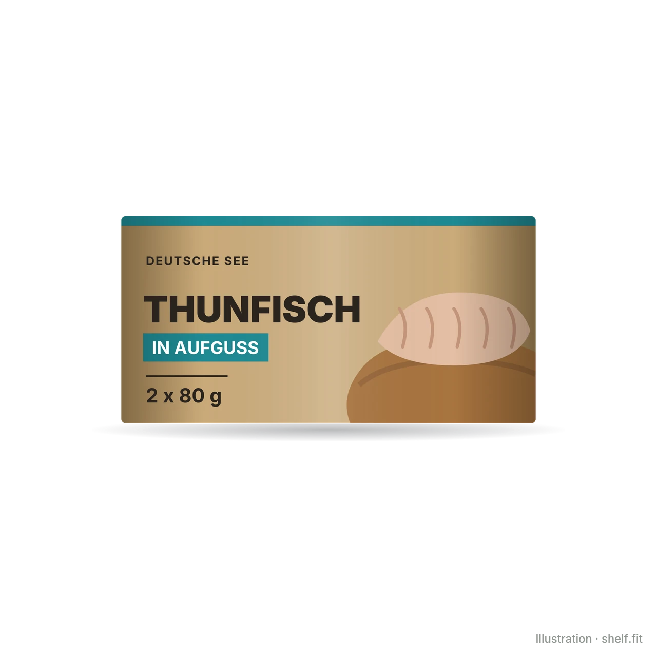 Illustration: Kartonhülle Deutsche See Thunfisch in Aufguss, 2 x 80 g
