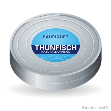 Illustration: Dose Saupiquet Thunfisch Naturale ohne Oel, 140 g, als holografisch-irisierende Transformation
