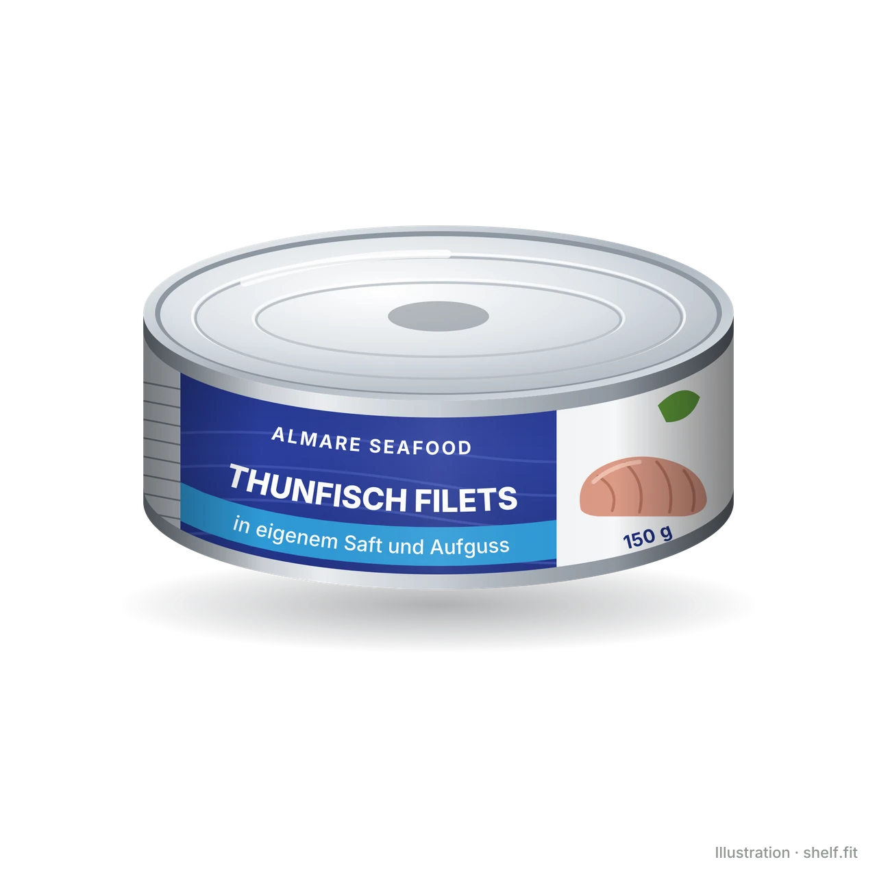 Illustration: Almare Seafood Thunfischfilets in eigenem Saft, 150-g-Dose