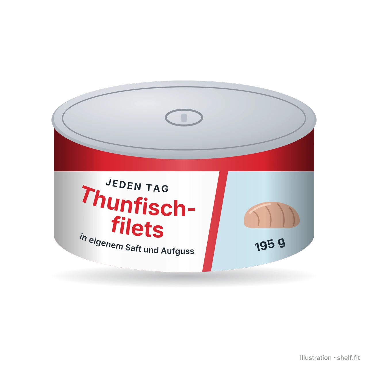 Illustration: Dose Jeden Tag Thunfischfilets in eigenem Saft und Aufguss, 195 g