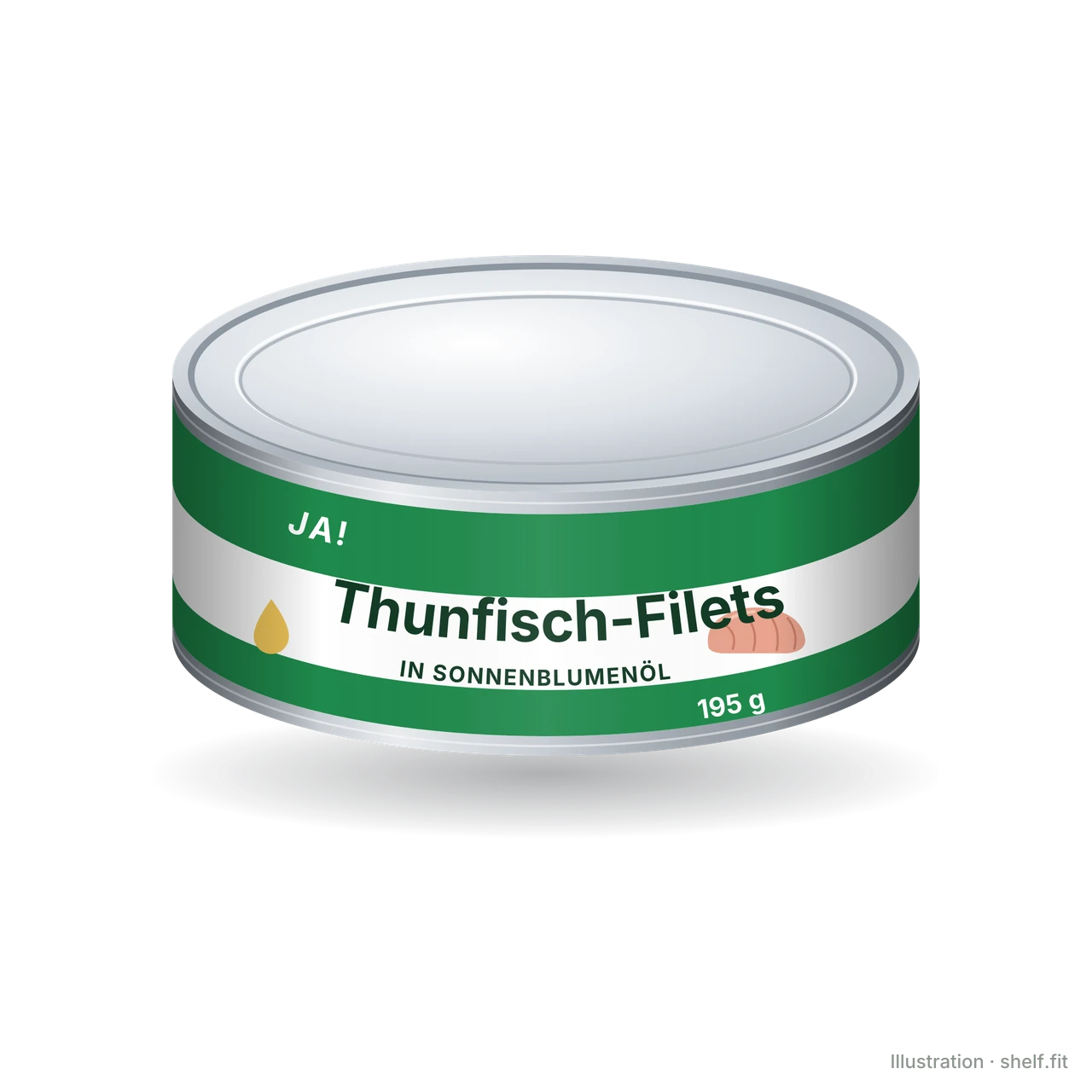 Illustration: Dose ja! Thunfischfilets in Sonnenblumenöl, 195 g