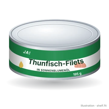 Illustration: Dose ja! Thunfischfilets in Sonnenblumenöl, 195 g