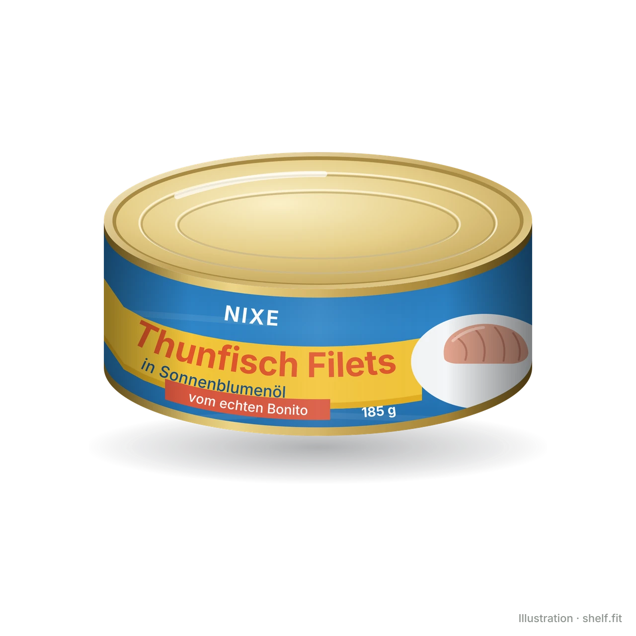Illustration: Nixe Thunfischfilets in Sonnenblumenöl, 185-g-Dose