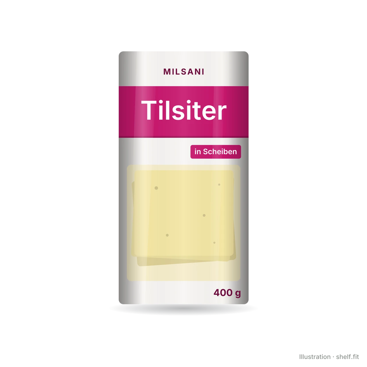 Illustration: Packung Milsani Tilsiter Scheiben, 400 g