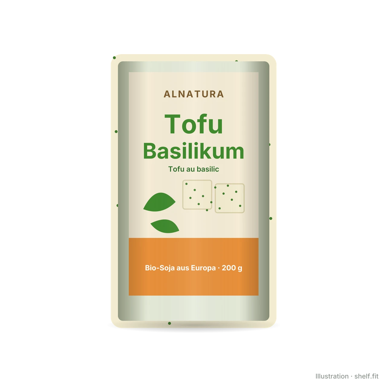Illustration: Bio Tofu Basilikum